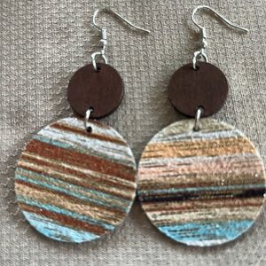 Colorful Line Pattern Round Dangle Earrings